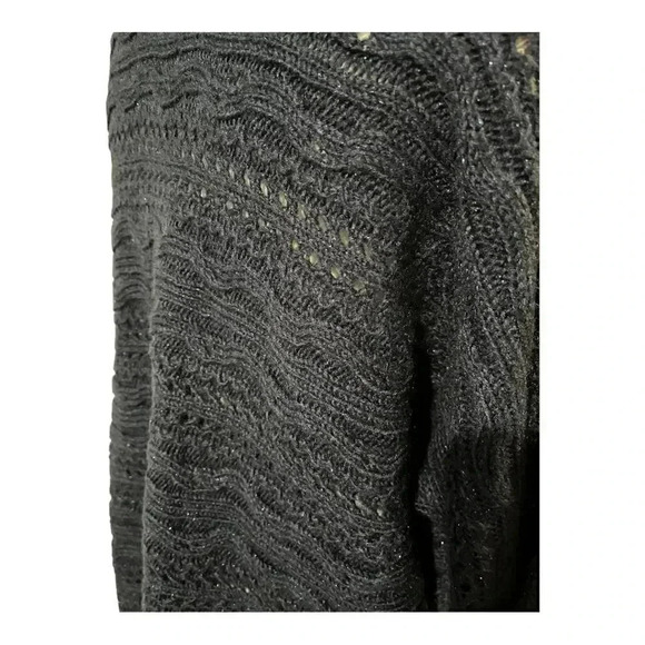 Chico’s size 3 open cardigan navy blue with a sparkle thread & ribbed cuffs EUC - Picture 6 of 11